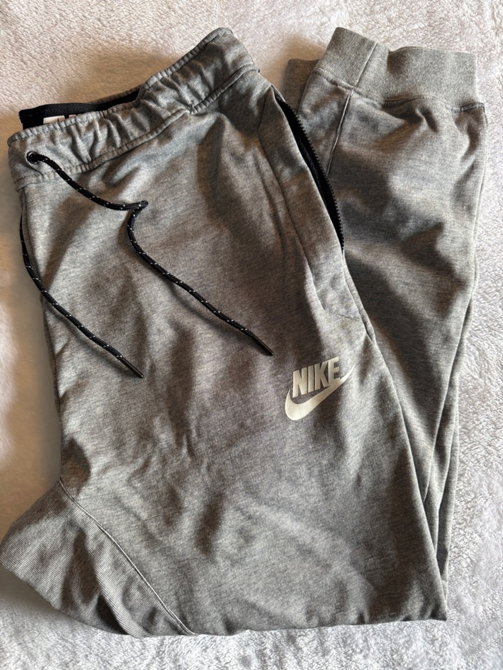 Nike Gray Kids' Jogger Sweatpants with Black Drawstrings